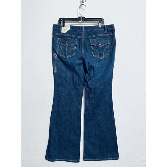 LOFT Womens 14 Modern Flare Jeans Medium Wash Distressed Back Flap Pockets Boho - Picture 4 of 8